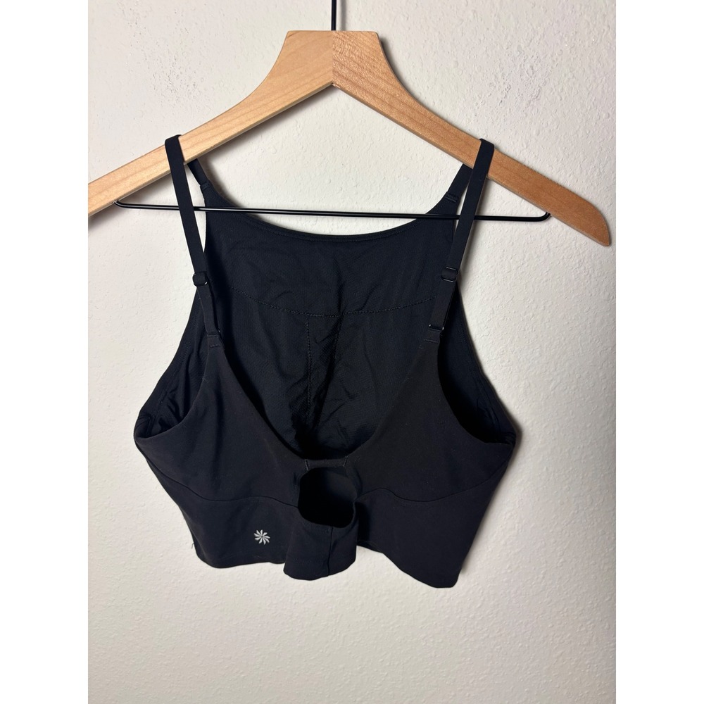 Athleta Intention Crop Top Longline Bra Black A-C Cup Size Medium M Cutout Back - Picture 2 of 4